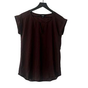 Express Cross Front Gramercy Top in burgundy size XS
